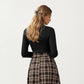 Long Sleeve Turtleneck Plaid Dress with Waist Tie