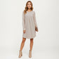 Long Sleeve Pleated Dress with Vertical Stripes
