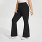 High Waist Flare Leggings with Wide Waistband Stretch Fit and Subtle Bootcut Silhouette