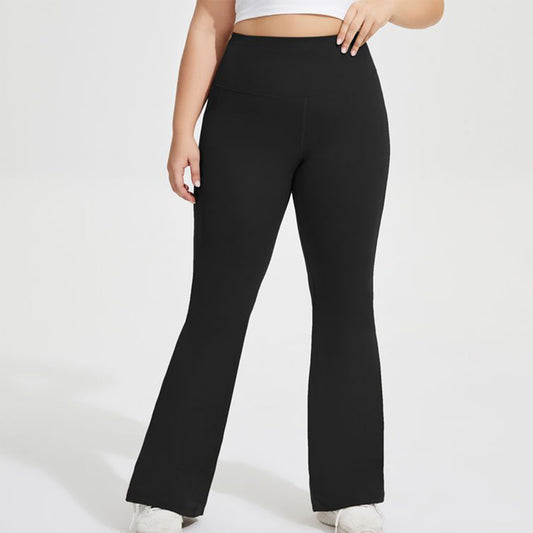 High Waist Flare Leggings with Wide Waistband Stretch Fit and Subtle Bootcut Silhouette