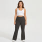 High Waist Flare Leggings with Wide Waistband Stretch Fit and Subtle Bootcut Silhouette