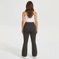High Waist Flare Leggings with Wide Waistband Stretch Fit and Subtle Bootcut Silhouette