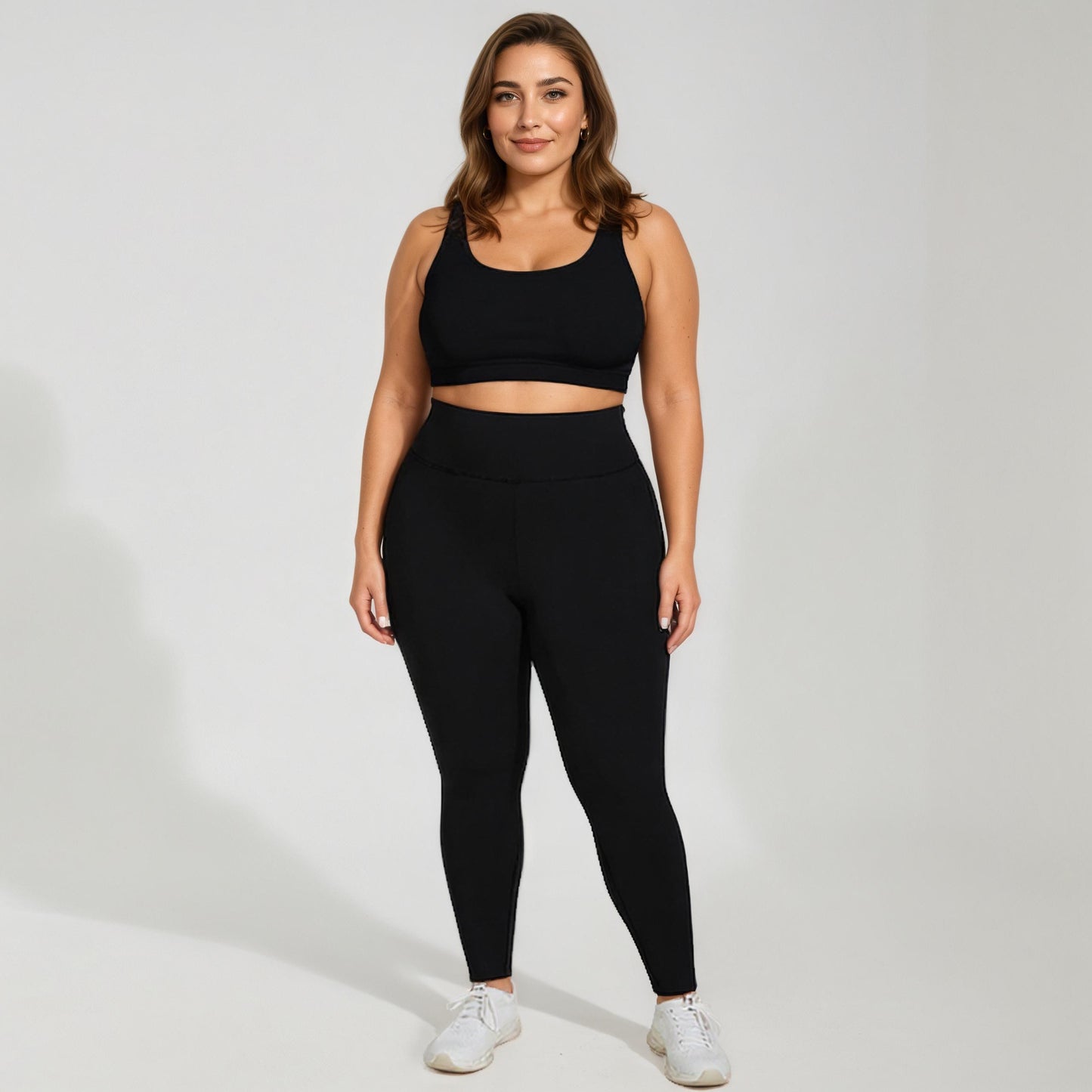 High Waist Stretch Leggings with Wide Waistband Smooth Compression Fit and Full Length Silhouette