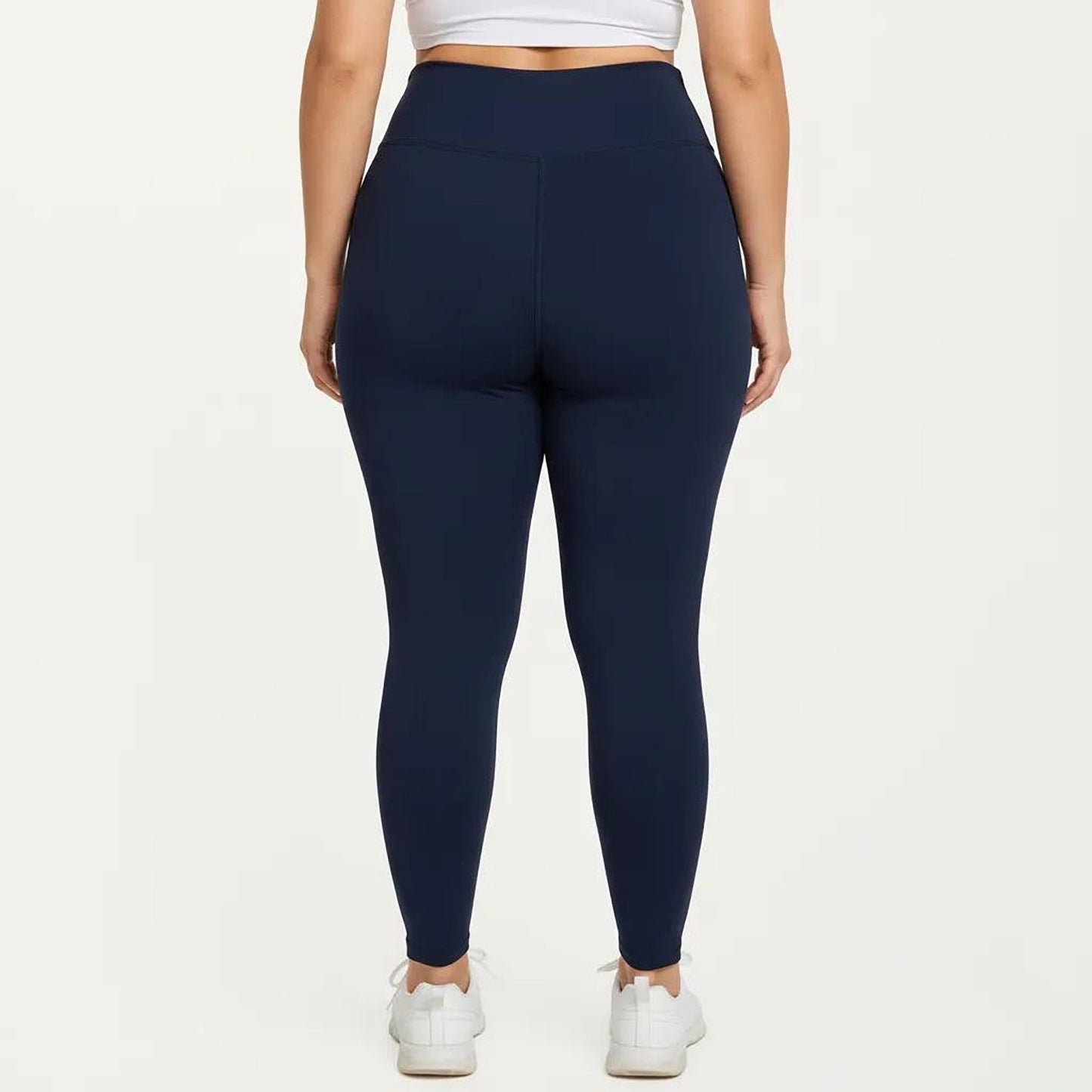 High Waist Stretch Leggings with Wide Waistband Smooth Compression Fit and Full Length Silhouette