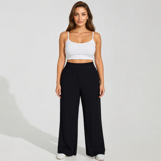 High Waist Wide Leg Lounge Pants with Soft Stretch Fabric Relaxed Fit and Flowing Full Length Design