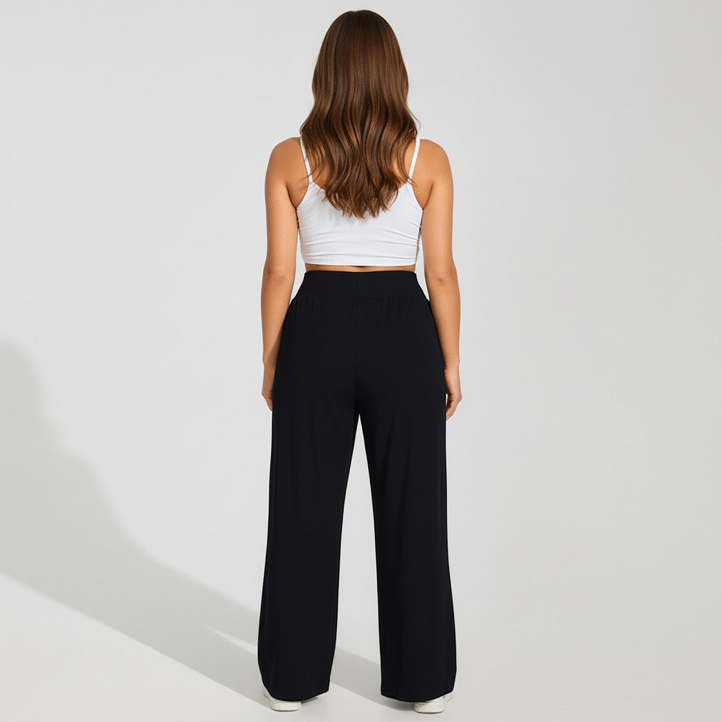 High Waist Wide Leg Lounge Pants with Soft Stretch Fabric Relaxed Fit and Flowing Full Length Design