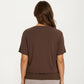 Short Sleeve Ruched Front Top with Adjustable Drawstring Soft Layered Fabric and Relaxed Fit