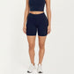 High Waist Bike Shorts with Smooth Stretch Fabric Supportive Fit and Mid Length Design