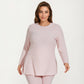 Long Sleeve Textured Tunic Top with Crew Neck Relaxed Fit and Flattering Seam Detail