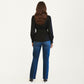 Long Sleeve Wrap Blouse with V Neck Waist Belt Detail and Flowy Draped Silhouette