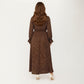 Long Sleeve Midi Dress with Keyhole Neckline Elastic Waist and Flowy A Line Skirt