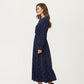 Long Sleeve Midi Dress with Keyhole Neckline Elastic Waist and Flowy A Line Skirt