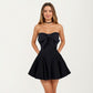 Strapless Mini Dress with Statement Bow Front and Flared Skirt Silhouette
