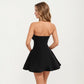 Strapless Mini Dress with Statement Bow Front and Flared Skirt Silhouette