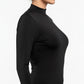 Long Sleeve Fleece Lined Mock Neck Top with Soft Stretch Fabric and Slim Fit