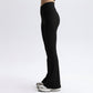 High Waist Flare Leggings with V-Shaped Waistband and Stretch Rib Knit Fabric