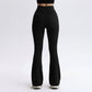 High Waist Flare Leggings with V-Shaped Waistband and Stretch Rib Knit Fabric