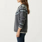 Button Front Knit Cardigan with Crew Neckline and Nordic Inspired Pattern Detail