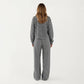 2-Piece Set Long Sleeve Striped Pajama Top and Relaxed Fit Lounge Pants with Soft Stretch Fabric
