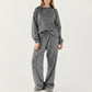 2-Piece Set Long Sleeve Striped Pajama Top and Relaxed Fit Lounge Pants with Soft Stretch Fabric