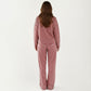 2-Piece Set Long Sleeve Striped Pajama Top and Relaxed Fit Lounge Pants with Soft Stretch Fabric