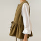 Sleeveless Button Front Vest with Adjustable Waist Tie