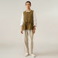 Sleeveless Button Front Vest with Adjustable Waist Tie