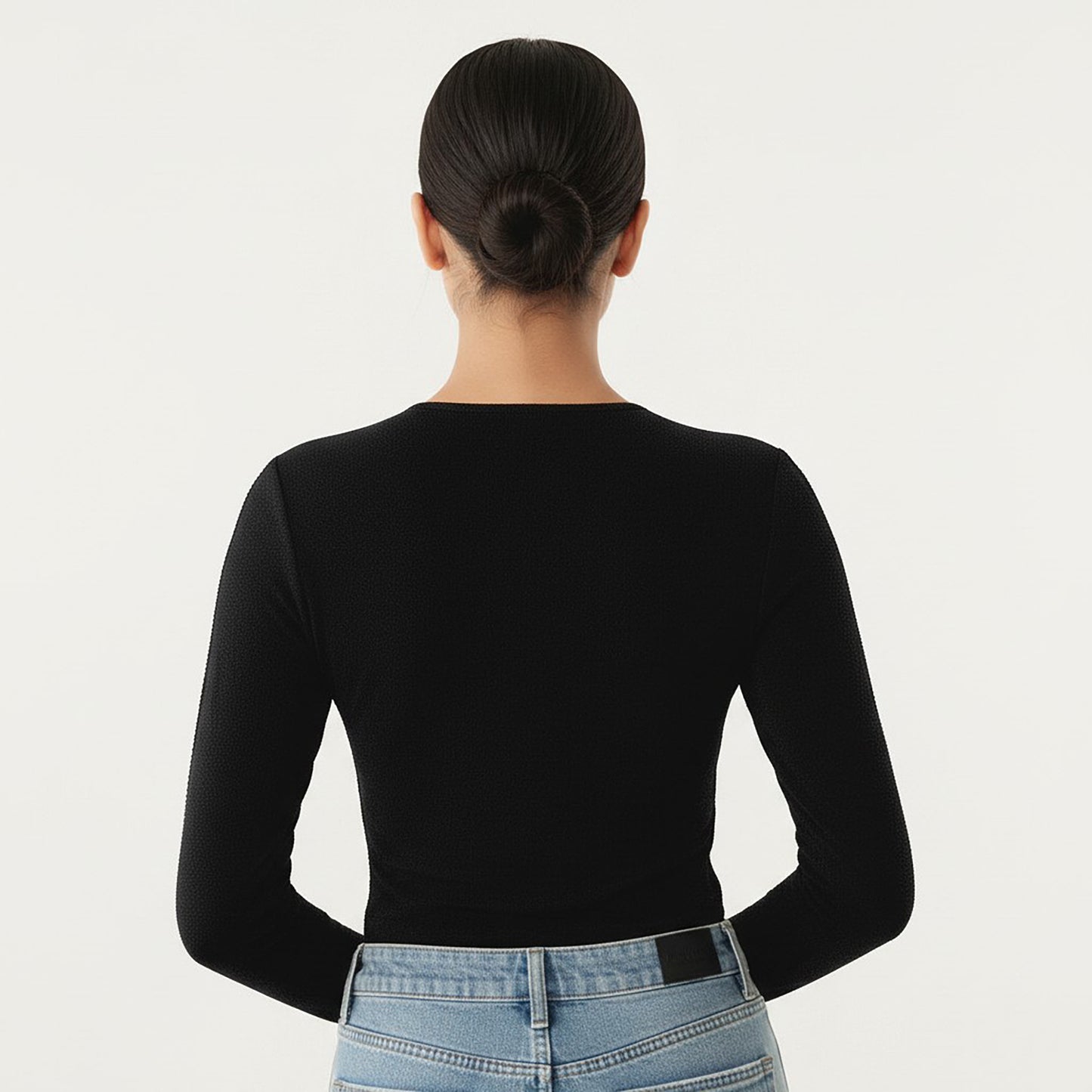 Long Sleeve Cutout Knit Top with Decorative Rose Accent