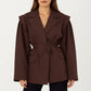 Long Sleeve Tailored Blazer with Tie Waist and Structured Lapel