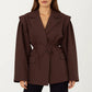 Long Sleeve Tailored Blazer with Tie Waist and Structured Lapel