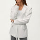 Long Sleeve Tailored Blazer with Tie Waist and Structured Lapel