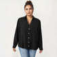 Plus Size Long Sleeve Blouse with Lace Trim Detail Relaxed Fit Soft Draped Fabric