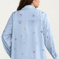 Plus Size Bow Print Long Sleeve Button Down Shirt with Relaxed Fit and Soft Fabric