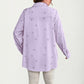 Plus Size Bow Print Long Sleeve Button Down Shirt with Relaxed Fit and Soft Fabric