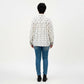 Plus Size Geometric Print Long Sleeve Button Down Shirt with Lace Trim and Relaxed Fit