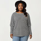 Plus Size Striped Knit Long Sleeve Pullover Top with Drop Shoulder Fit and Soft Fabric