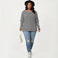 Plus Size Striped Knit Long Sleeve Pullover Top with Drop Shoulder Fit and Soft Fabric