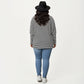 Plus Size Striped Knit Long Sleeve Pullover Top with Drop Shoulder Fit and Soft Fabric