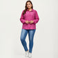 Plus Size Long Sleeve Button Down Blouse with Perforated Eyelet Pattern and Classic Collar