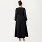 Plus Size Long Sleeve Midi Dress with Pleated Waist Detail and Flowy A Line Silhouette
