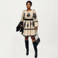 Plus Size Long Sleeve Printed Mini Dress with Elastic Waist Detail
