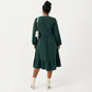 Plus Size Long Sleeve Embroidered Midi Dress with Elastic Waist and Tiered Hem Design