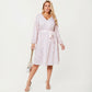 Plus Size Floral Print Long Sleeve Wrap Midi Dress with V-Neckline and Adjustable Waist Tie