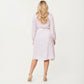 Plus Size Floral Print Long Sleeve Wrap Midi Dress with V-Neckline and Adjustable Waist Tie