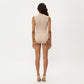 Sleeveless Ribbed Knit Bodysuit with Mock Neck Fitted Silhouette