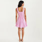 Sleeveless Gingham Mini Dress with Tie Front Bodice and Ruffle Hem