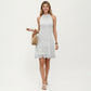 Halter Neck Lace A Line Dress with Scalloped Hem Detail