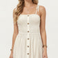 Smocked Bodice Button Front Maxi Dress with Tie Shoulder Straps