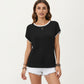 Short Sleeve Knit Top with Contrast Trim Crew Neck and Relaxed Fit