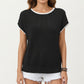 Short Sleeve Knit Top with Contrast Trim Crew Neck and Relaxed Fit